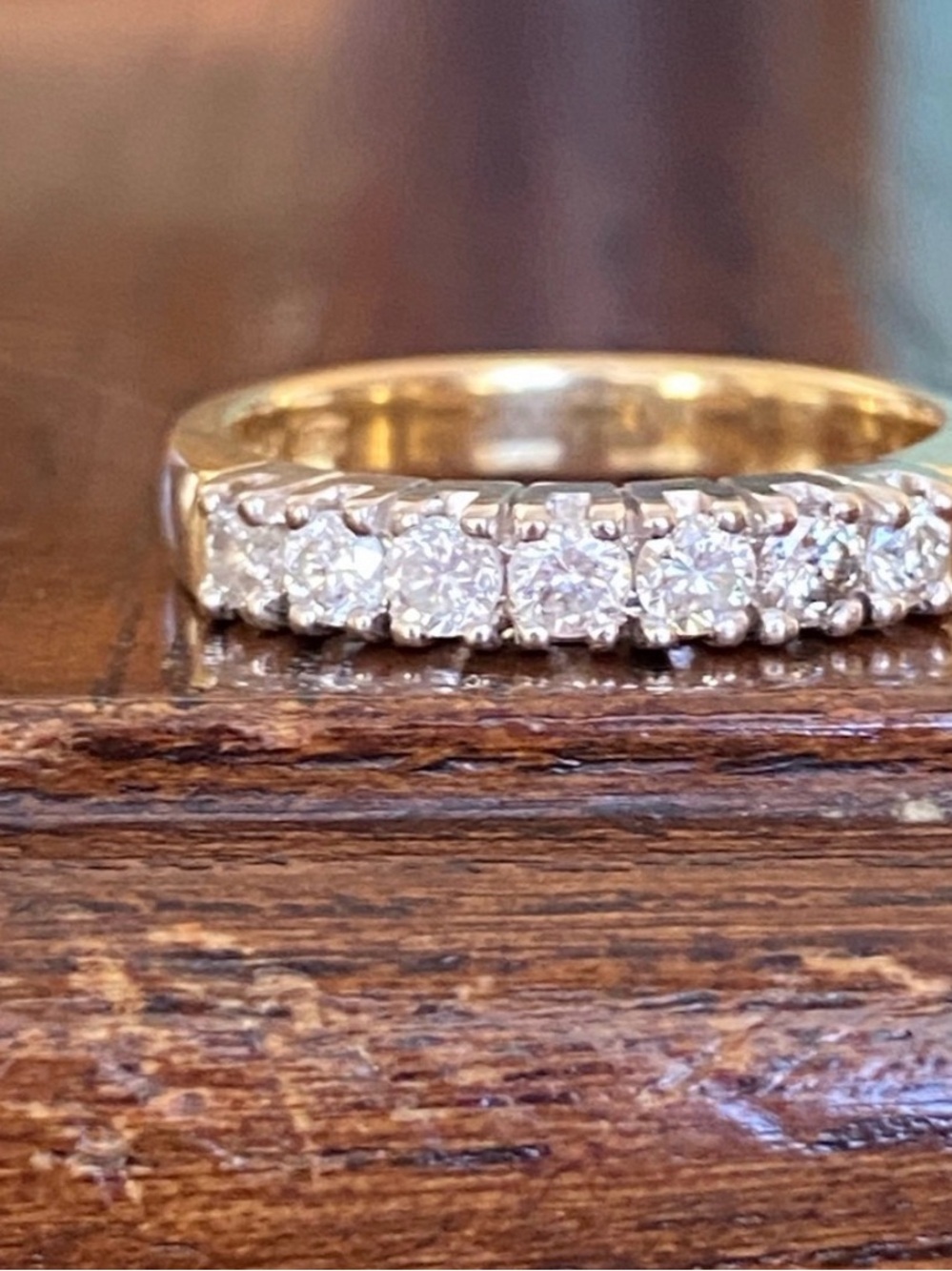 Classic Gold and Diamond Band Ring - Yellow Gold size 6